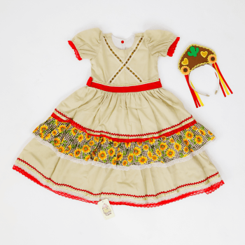 Vestido Junino Maria Bonita Infantil com Tiara