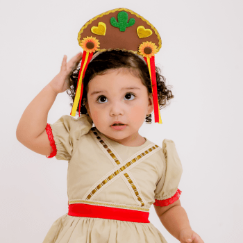 Vestido Junino Maria Bonita Infantil com Tiara