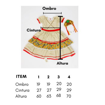Vestido Junino Maria Bonita Infantil com Tiara