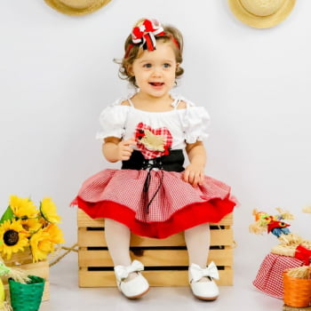 Vestido Junino Xadrez Vermelho Bebê Menina - SACOLA DO BEBÊ