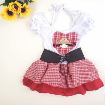 Vestido Junino Xadrez Vermelho Bebê Menina