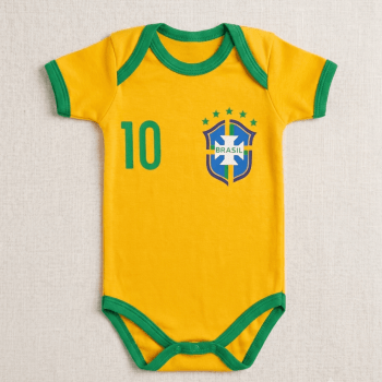 Body Copa do Mundo Infantil Brasil Bebê | Roupa Temática Futebol