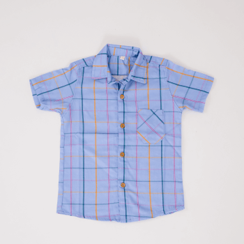 Camisa Xadrez Junina Infantil Azul com Chapéu