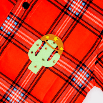 Camisa Xadrez Junina Infantil Vermelha com Chapéu