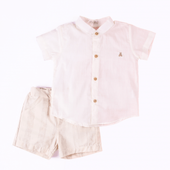 Conjunto Branco Linho Bebê Menino Batizado