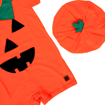 Fantasia Infantil Abóbora 100% Algodão com Touca – Menino 2 e 3 Anos