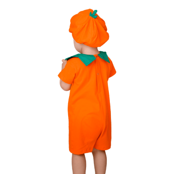 Fantasia Infantil Abóbora 100% Algodão com Touca – Menino 2 e 3 Anos