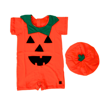 Fantasia Infantil Abóbora 100% Algodão com Touca – Menino 2 e 3 Anos