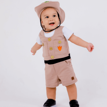Fantasia Caçador Dinossauro Safari Infantil Luxo