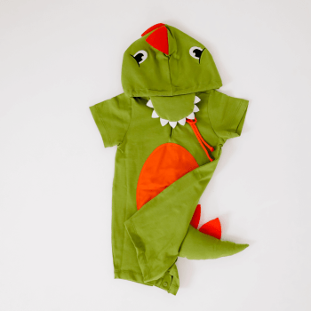 Fantasia Dinossauro Verde Claro com Capuz Bordado