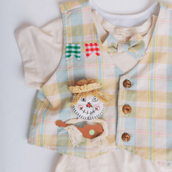 Roupa Junina Bebê Menino Bege Premium para São João