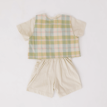 Roupa Junina Bebê Menino Bege Premium para São João