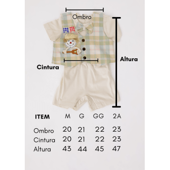 Roupa Junina Bebê Menino Bege Premium para São João