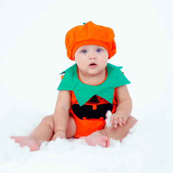 Fantasia Halloween Abóbora Bebê com Touca Menino Menina