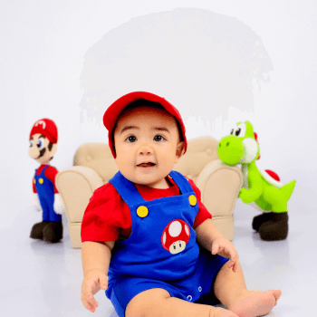 Fantasia Herói Super Mário Com Chapéu Bebê