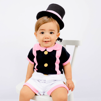 Fantasia Infantil com Cartola para Bebê | 100% Algodão Fantasia Infantil com Cartola para Bebê | 100% Algodão