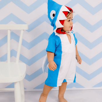 Fantasia Infantil Fundo do Mar Baby Shark Bebe Azul