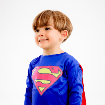 Fantasia Infantil Herói Clássico com Capa Vermelha – Tamanhos 2, 4 e 6