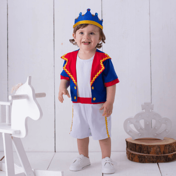 Fantasia Pequeno Príncipe Bebê com Coroa