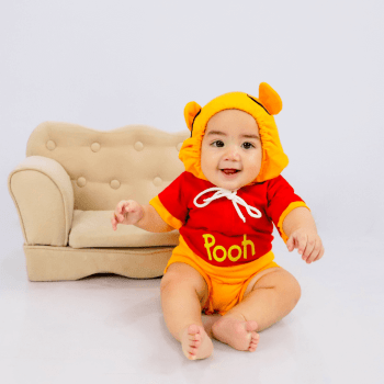 Fantasia Ursinho Clássico Bebê em Algodão | Confortável e Ideal para Fotos | P ao 3 Anos