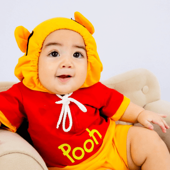 Fantasia Ursinho Clássico Bebê em Algodão | Confortável e Ideal para Fotos | P ao 3 Anos