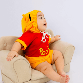 Fantasia Ursinho Clássico Bebê em Algodão | Confortável e Ideal para Fotos | P ao 3 Anos